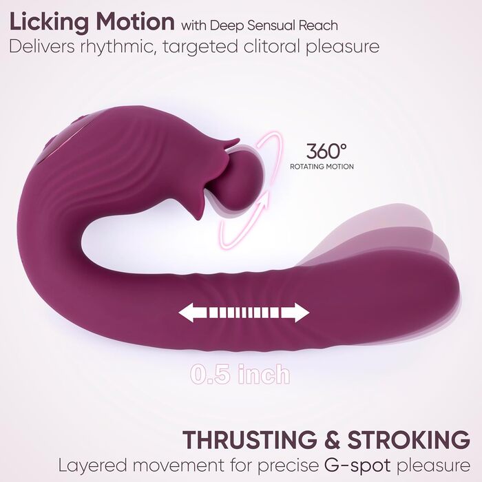 Вібратор кролик Selove з обертовою головкою для клітора – 5-в-1, фіолетовий