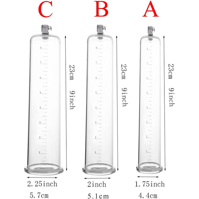 Вакуумний насос для пеніса: прозора трубка з шкалою, ручна модель для ерекції, допомога при імпотенції, збільшення та подовження пеніса. Аксесуар для чоловічих іграшок. (Д:23x7.6см)