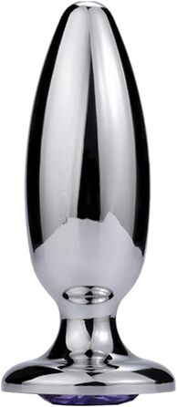 Анальний масажер Stile Extra Lang з металу та діамантовою основою. Стимулятор G-точки, простати. Для чоловіків та жінок. Срібло, розмір S.