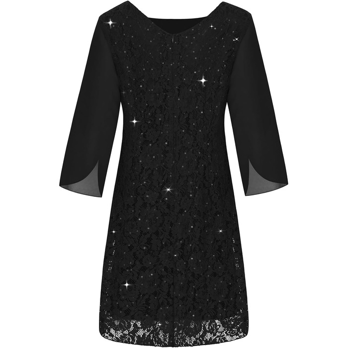 Чорна сукня для вечірнього виходу: коктейльна, з паєтками та мереживом, розмір XXL