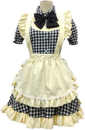 Сукня в стилі Лоліта в клітинку TTYAO REII: Костюм служниці з спідницею, Косплей Аніме, для Хелловіну