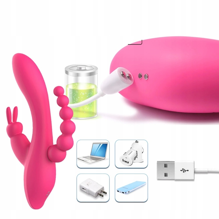 Вібратор-кролик 3в1: масажер для точки G, клітора та ануса, USB