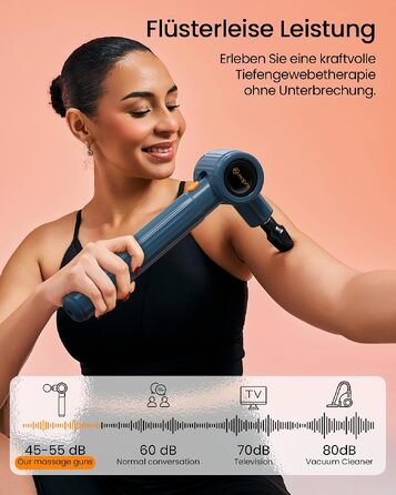 Перкусійний масажер Napre Massage Gun з подовжувачем та 3 кутами нахилу для спини, шиї та плечей, чорний/синій