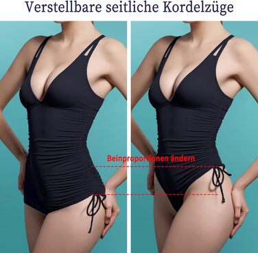 Більочник жіночий для корекції живота – Сексуальний монокіні з пуш-ап, V-подібний виріз та регульованими бретелями, суцільний купальник, стандарт L-XL, чорний