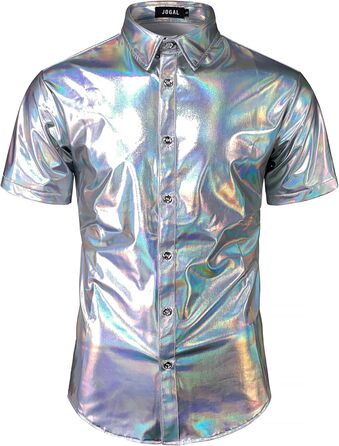 Чоловічий блискучий бронзовий костюм для вечірок та клубів JOGAL (сріблястий блиск, розмір S)