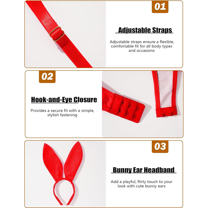 Сукня з екошкіри для жінок Auing, комплект нижньої білизни, костюм зайчика, XL (червоний, S)