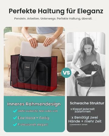 Жіноча сумка-шопер LOVEVOOK велика, легка стібенена сумка Tote Bag з відділенням для ноутбука 15.6 дюймів, офісна сумка для роботи, навчання та школи, бежева (Khaki)