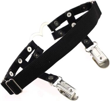 Жіночі шкіряні набедрені стяжки Adobe з регулюванням, набедрена стяжка у формі серця з кліпсами, готичний панк стиль, для високих шкарпеток, 2 шт. чорного кольору, 2 шт. з білим мереживом