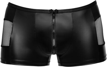 Чоловічі боксери Orion з фронтальним ґудзиком, сіткою та ефектом латексу, чорні (M)