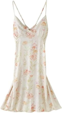 Нічна сорочка для жінок PBHGMGEBLV - сексуальна піжама з відкритим верхом та шлейками, біла, розмір M (52.5~60кг)