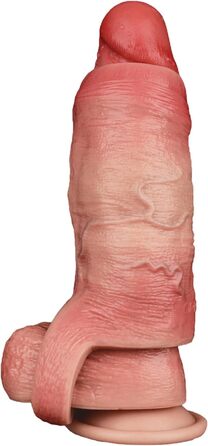 Реалістична секс-іграшка для чоловіків: пеніс-манжета з текстурою вен, шкіряного кольору, з кільцем для яєчок, для уповільнення еякуляції