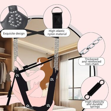 Гойдалка для дорослих BDSM Onyx 360° поворотна, стельовий ремінь для приміщень, розширена комфортна платформа, комплект