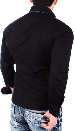 Чоловіча сорочка Reslad Slim Fit з довгим рукавом Alabama RS-7050, чорно-синя