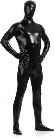 Чоловічий боді Leemqcyа, глянцевий, металік, Wetlook, з маскою, лакована шкіра, чорний, L/165-175см