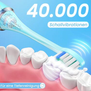 Електрична сонічна зубна щітка YUNCHI C2 для дорослих, 40000 VPM, 5 режимів чищення, USB-C зарядка, 8 насадок та дорожній футляр (Зелено-рожева)