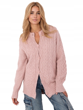 Класичний акриловий кардиган Wool Fashion Italia, рожевий, до стегон