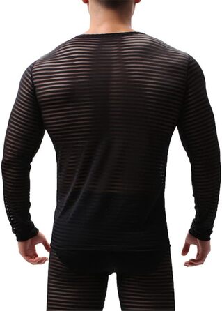 Чоловіча футболка з довгим рукавом, прозора, в смужку, білий колір