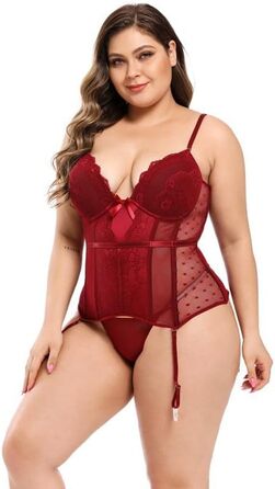 Жіноче корсетне боді з мереживом, витончений дизайн, комплект, фіксуюча білизна, червоний, розмір L