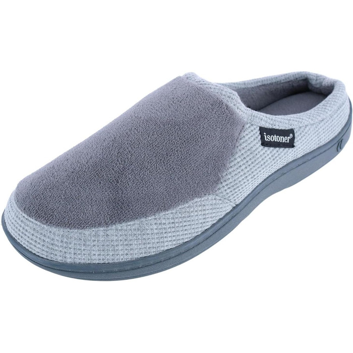 Чоловічі домашні капці Isotoner Travis Slip-on з мікрофротте та вафельної тканини, колір сірий (Asche), розмір 46.5/48 EU