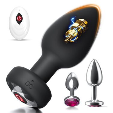 Анальні пробки для жінок та чоловіків, набір 3 шт. Силікон, метал, вібрація 10 режимів. Іграшки для дорослих, підходять для початківців, пар.