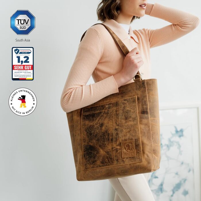 Жіноча шкіряна сумка-шопер Berliner Bags Vintage Shopper Seville, горіховий колір (Walnut)