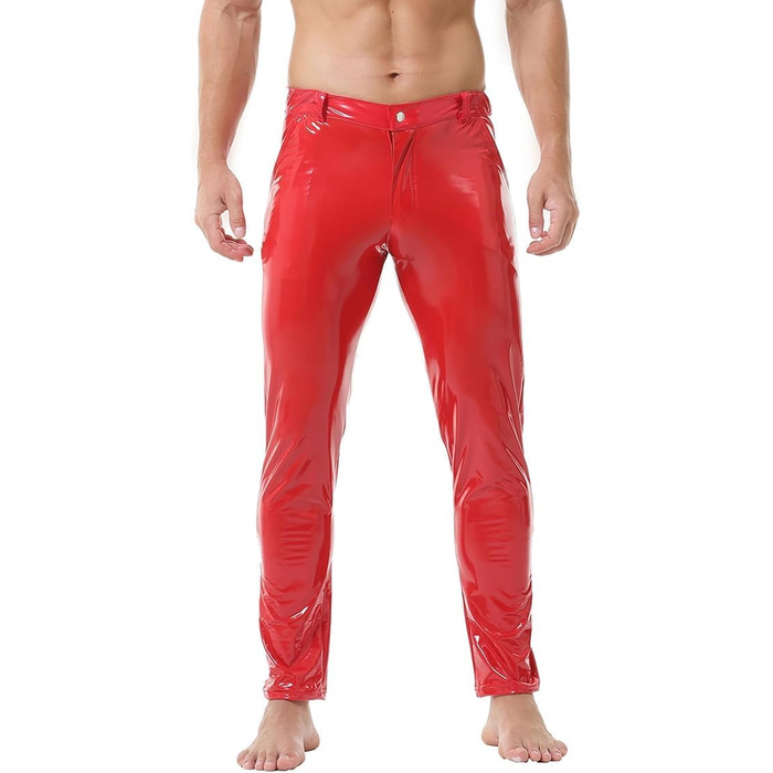 Чоловічі штани QiaTi: стильні, зручні, з еластичною тканини, прямі штанини, для мотоциклів та клубів (червоний, M)