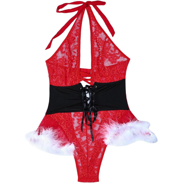 Сексуальна жіноча нічна сорочка з мереживом для святкування Різдва та Дня святого Валентина, комплект спідньої білизни, червоний колір, універсальний розмір (158-lichav-e-rot, L)