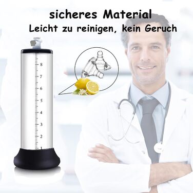 Вакуумний насос для збільшення статевого члена з манометром, аксесуар для чоловіків, преміум-якість, м'який та гнучкий (22.9*4.4 см)