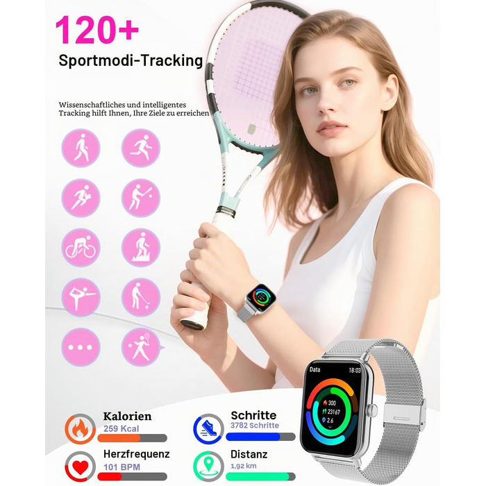 Смарт-годинник унісекс з Bluetooth-дзвінками, 1.85