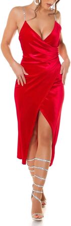 Клейдове міді-плаття Koucla з блискучими бретелями, червоний, XL