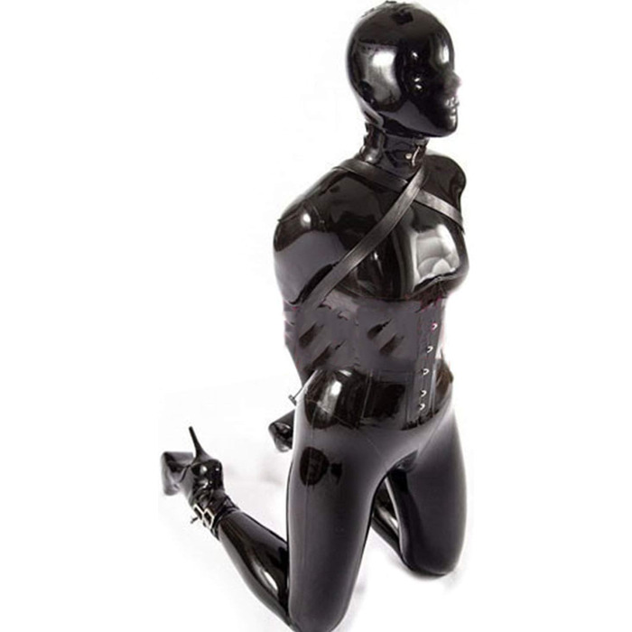 Латексний костюм-комбінезон, унісекс, повна латексна еластична спідниця, фетиш, клубний костюм, блискавка, скінфіт, слєв, бондідж, БДСМ, іграшка, XS, чоловічий стиль