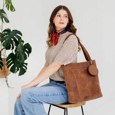 Жіноча шкіряна сумка-шопер Berliner Bags Vintage Seville, сумка з ручками в кольорі Camel