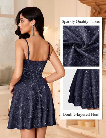 Сукня вечірня для підлітків Meetjen, на тонких бретелях, для коктейльної вечірки, з V-подібним вирізом, силует А, сукня випускна S Navy