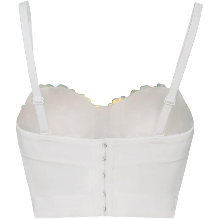 Жіночий корсет-бюстгальтер Royal Smeela з паєтками, перлами та стразами. Короткий топ, корсетний бюст, клубний стиль, для вечірок та свят. Білий корсет з бахромою.