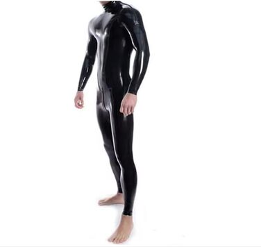 Латексний catsuit Gaylop 0,4 мм, червоний, XL: сексуальний латексний костюм з блискавкою, ручної роботи