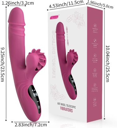 Вібратор для жінок з 9 функціями та підігрівом: Rabbit, стимуляція G-точки, фіолетовий