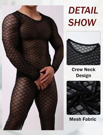 Чоловіча футболка з довгим рукавом Maeau, сітка, ромби, прозора, спортивна, M-XL, чорний колір
