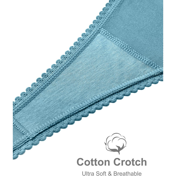 Танга жіночі набір 5 шт. безшовні труси з мереживом, бавовна, мікрофібра, різні кольори (M)