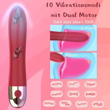 Вібратор силіконовий для жінок: стимуляція клітора та G-точки, 10 режимів, анальний плагін, стимулятор простати, еротичні іграшки для пар (червоний)