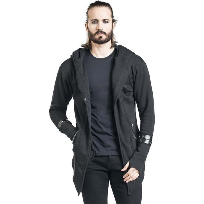 Чоловічий кардиган з капюшоном Archer чорного кольору — стиль Gothic, Rockwear, Streetwear, розмір L