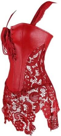 Корсетне плаття Grebrafan з мережива для пишних форм, великі розміри (28-30, червоний)