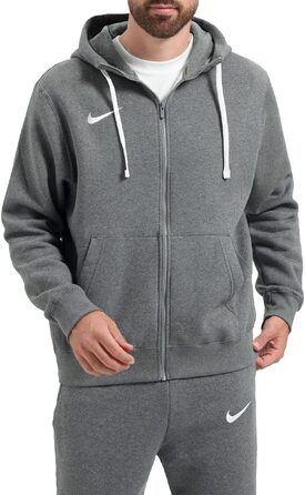 Чоловіча флісова кофта-худі Nike Park 20 з капюшоном та блискавкою, Charcoal Heather/White, розмір S