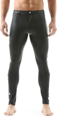 Чорні лосини з ефектом лакованого шкіряного покриття для чоловіків QiaTi, розмір XXL