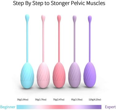 М'ячики для тренування м'язів тазу (5 шт.) для жінок – для контролю сечовипускання та вправ для м'язів тазу – повний набір для початківців та досвідчених