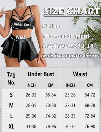 Костюм для нічного клубу Adigau Deou з еластичної шкіри (Wetlook): бюстгальтер, міні-спідниця, з ланцюгом. Чорний (XL)