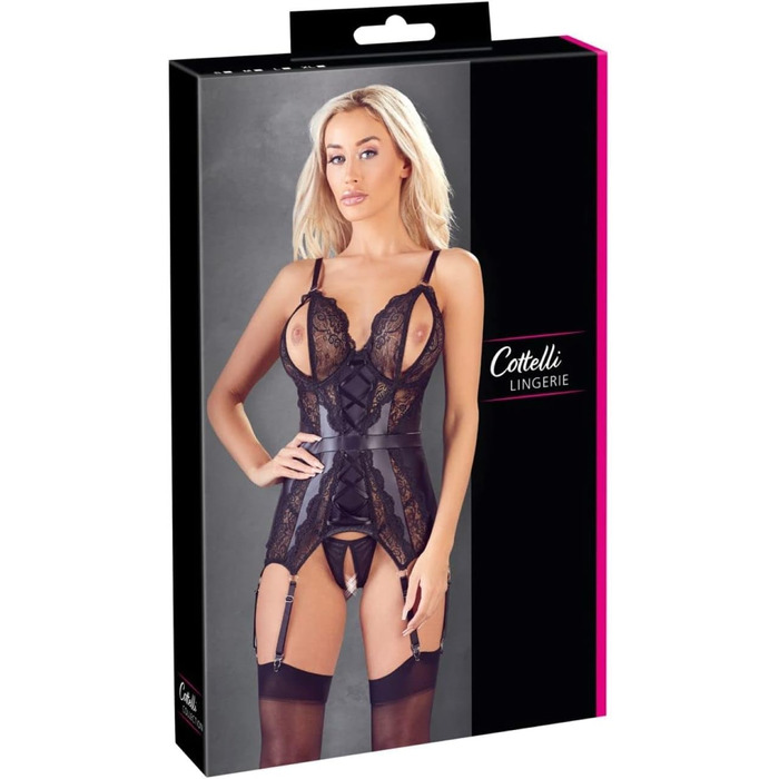 Cottelli LINGERIE Комплект спідньої білизни: сорочка на бретелях, чорний, розмір S