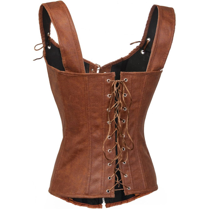 Корсет Bslingerie® з ефектом шкіри з штучної шкіри, XXL, коричневий