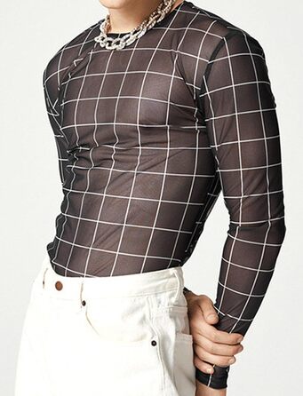 Чоловіча сітчаста футболка AIEOE з блискітками, прозора сорочка-сітка, футболка з коротким/довгим рукавом для клубів, літня сітчаста кофта, розмір M