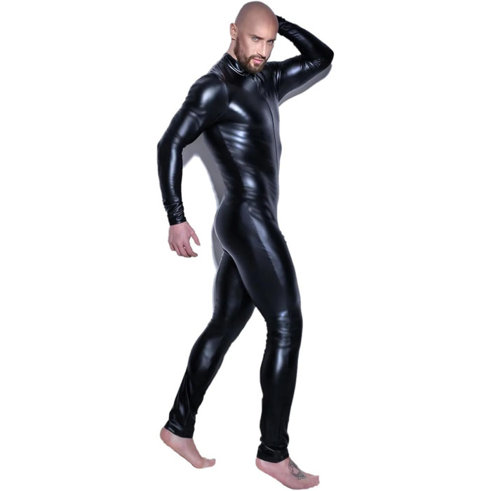 Чоловічий боді з ефектом мокрого блиску Moinha - сексуальний латексний комбінезон, трикотажний костюм з блискавкою, для вечірок та клубів, розмір XL