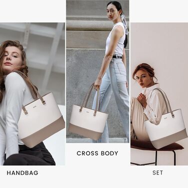 Жіночий набір сумок LOVEVOOK 3-в-1: велика сумка-шопер, сумка на плече та гаманець, екошкіра, бежевий хакі